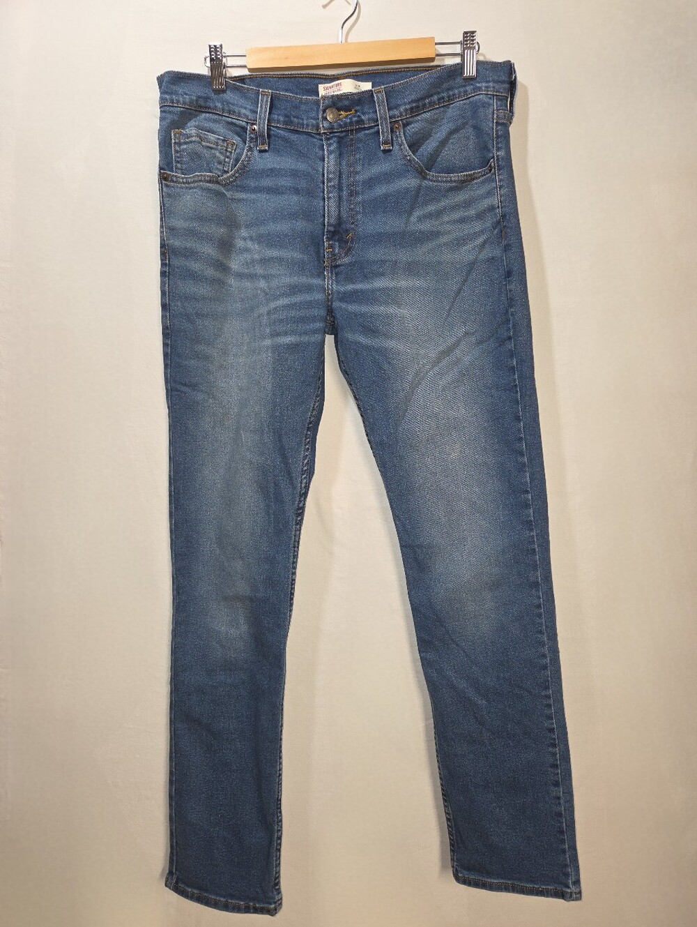Slim Fit Mens Levis Signature 32x32 Ambit Wash Slim Straight Leg Medium Blue